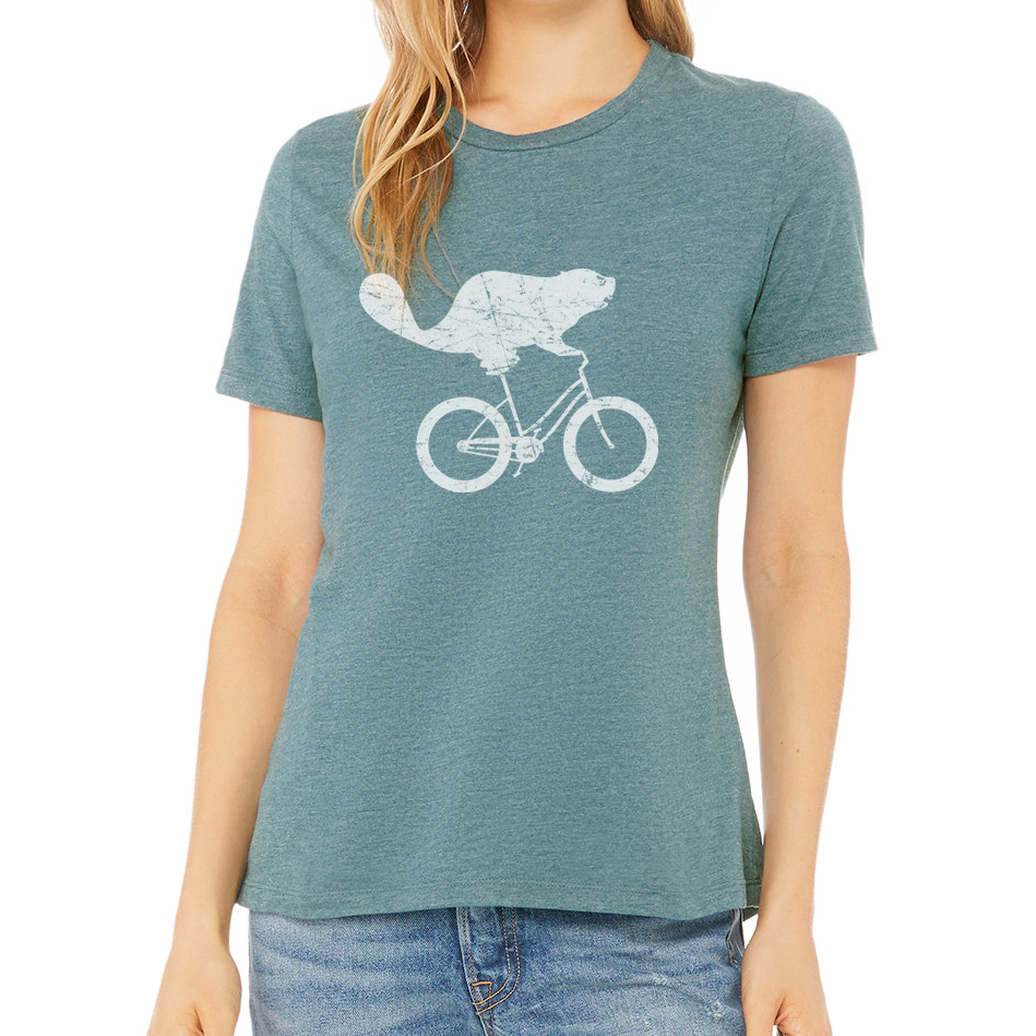 Beaverdale Bicycles Beaver Logo Ladies' Relaxed Heather CVC Short-Sleeve T-Shirt