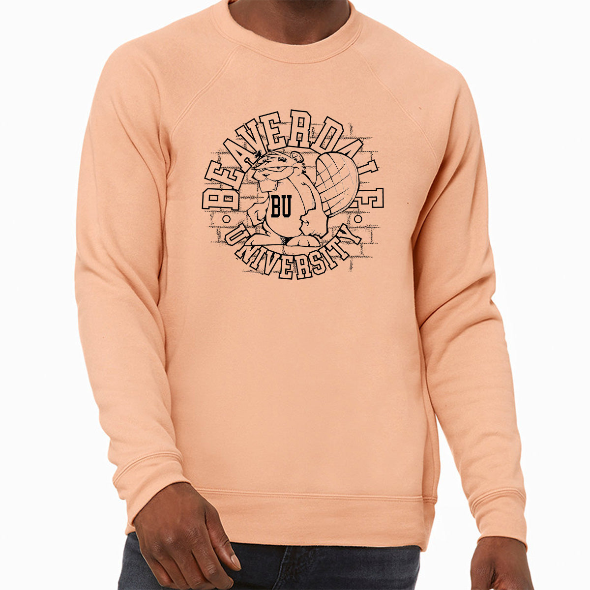 "Beaverdale University, Beaver Circle" - Unisex Sponge Fleece Crewneck Sweatshirt