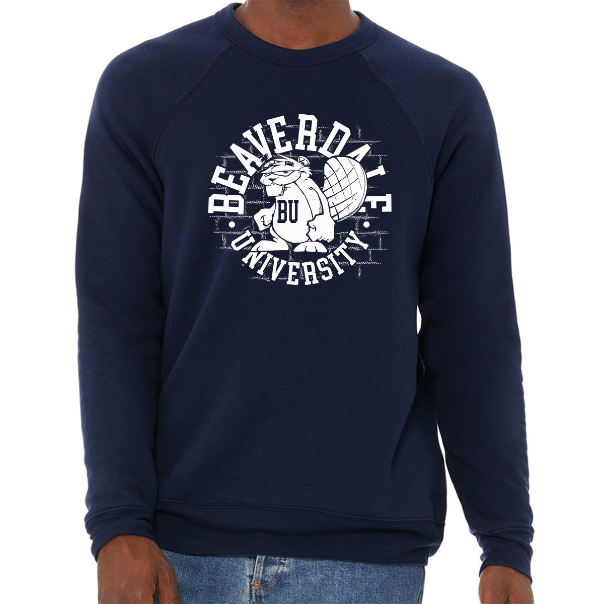 "Beaverdale University, Beaver Circle" - Unisex Sponge Fleece Crewneck Sweatshirt