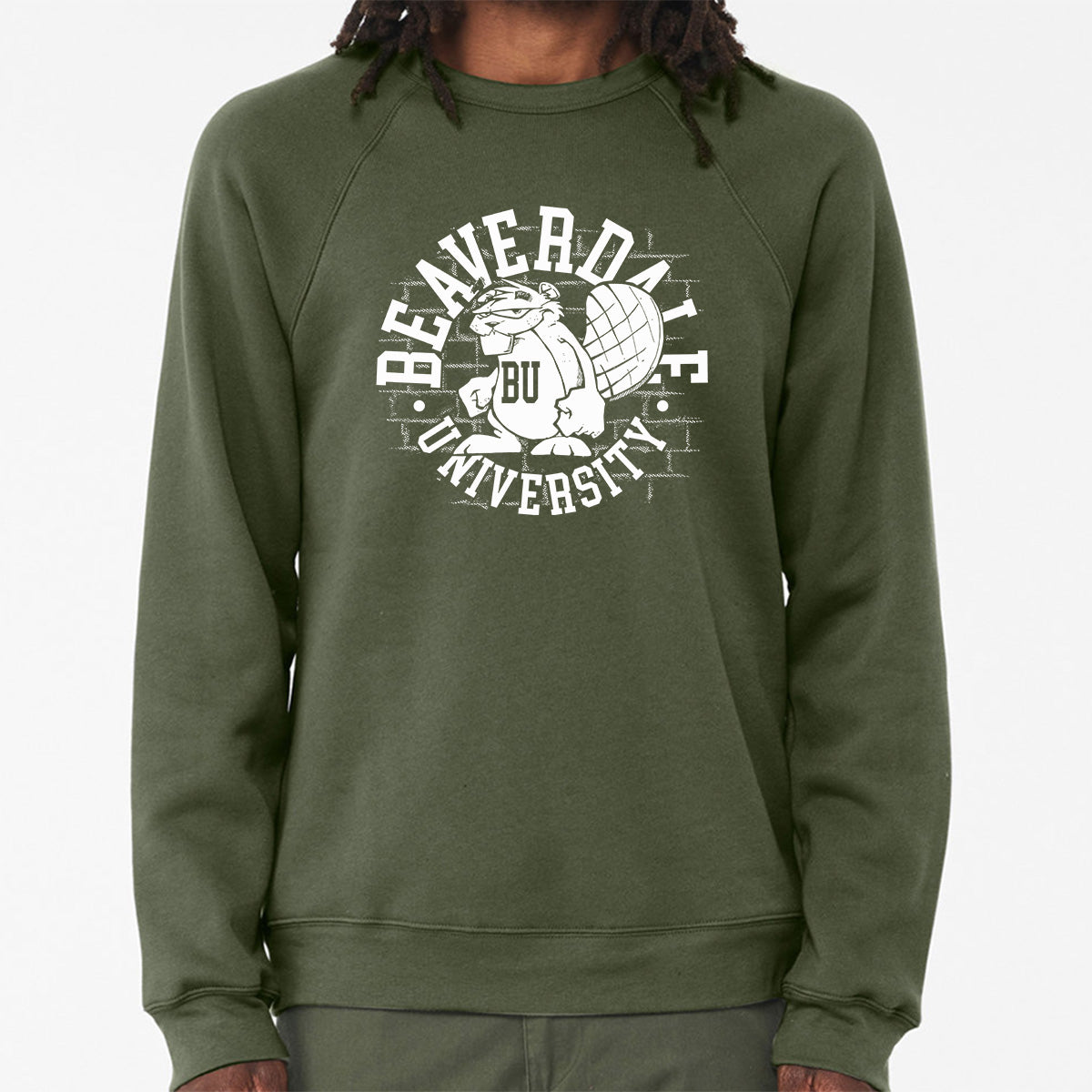 "Beaverdale University, Beaver Circle" - Unisex Sponge Fleece Crewneck Sweatshirt