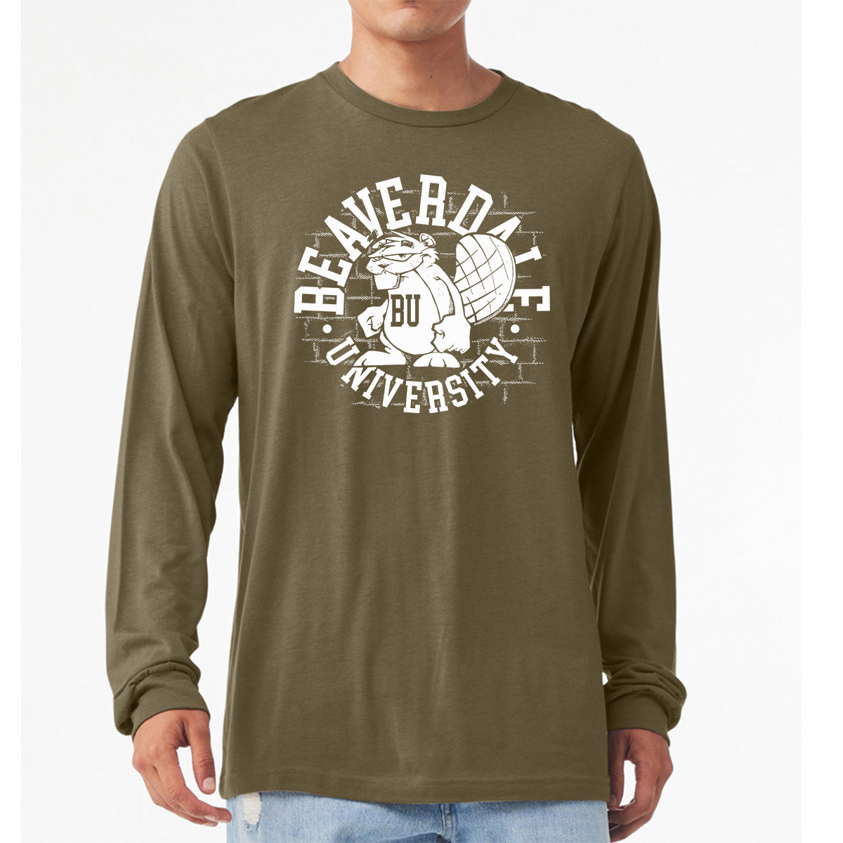 "Beaverdale University, Beaver Circle" - Unisex Heather CVC Long Sleeve T-Shirt