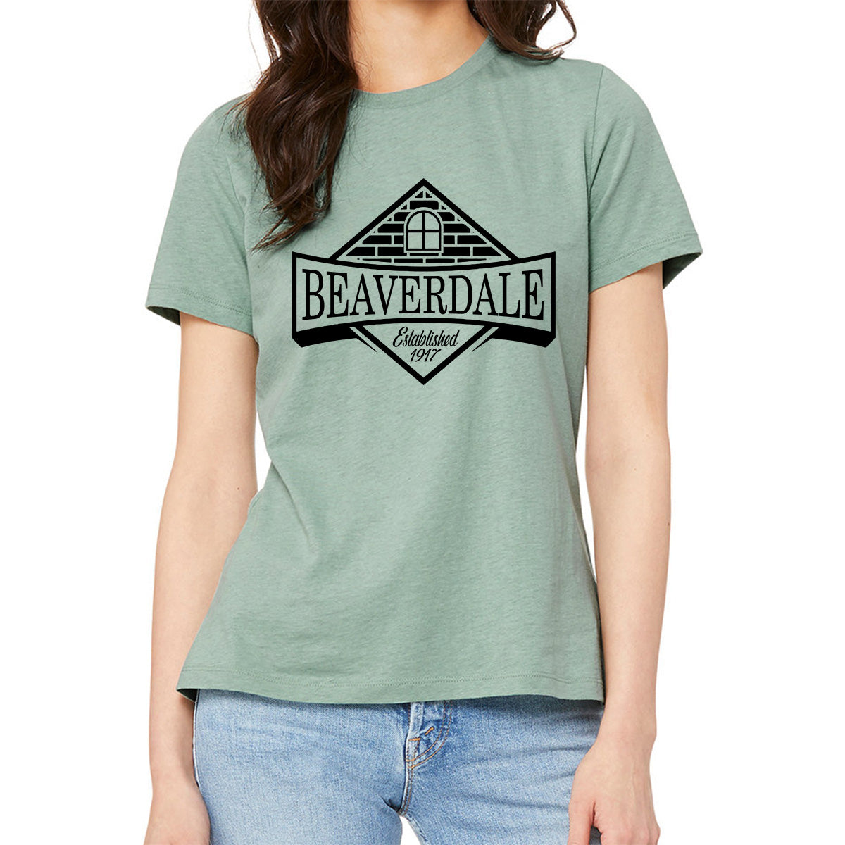 "Beaverdale Est. 1917 Crest" - Ladies' Relaxed Heather CVC Short-Sleeve T-Shirt