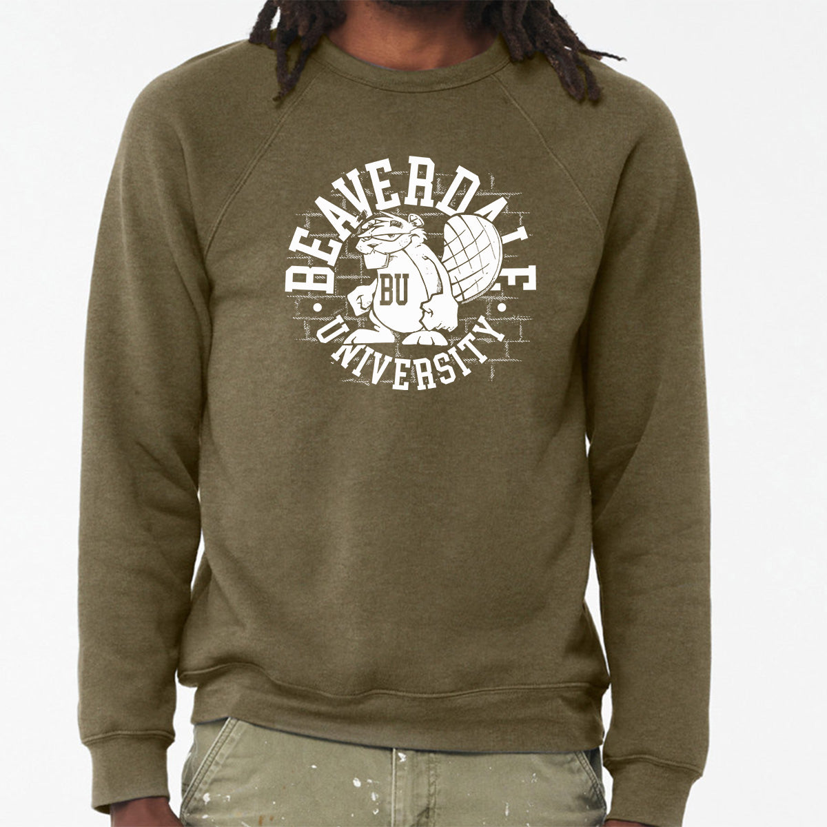 "Beaverdale University, Beaver Circle" - Unisex Sponge Fleece Crewneck Sweatshirt