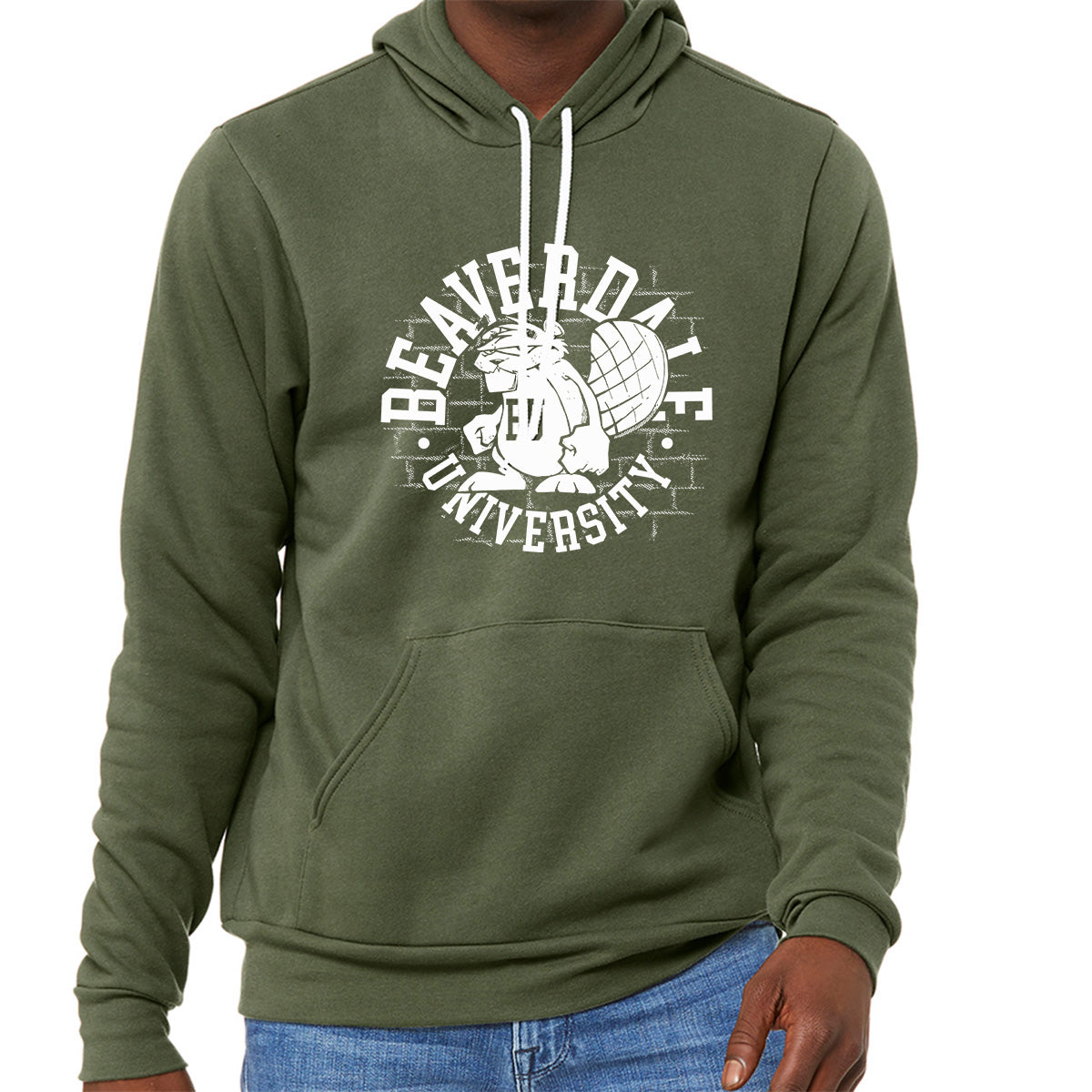 "Beaverdale University, Beaver Circle" - Unisex Sponge Fleece Pullover Hoodie