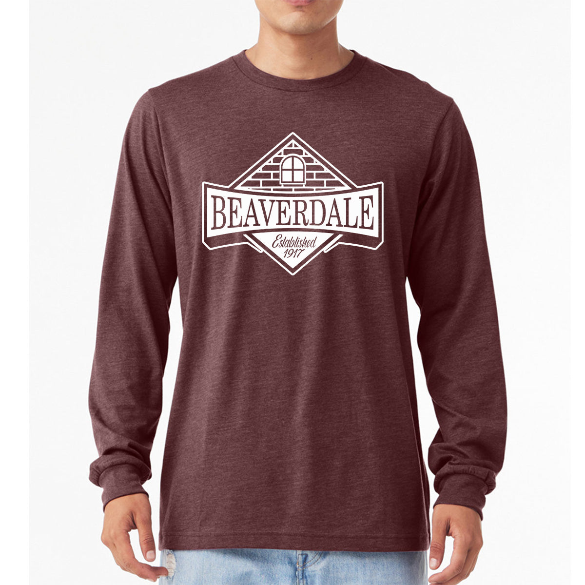 "Beaverdale Est. 1917 Crest" - Unisex Heather CVC Long Sleeve T-Shirt