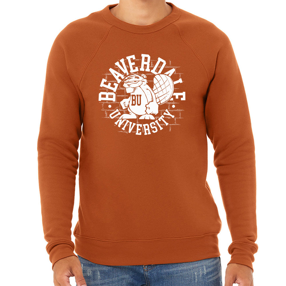 "Beaverdale University, Beaver Circle" - Unisex Sponge Fleece Crewneck Sweatshirt