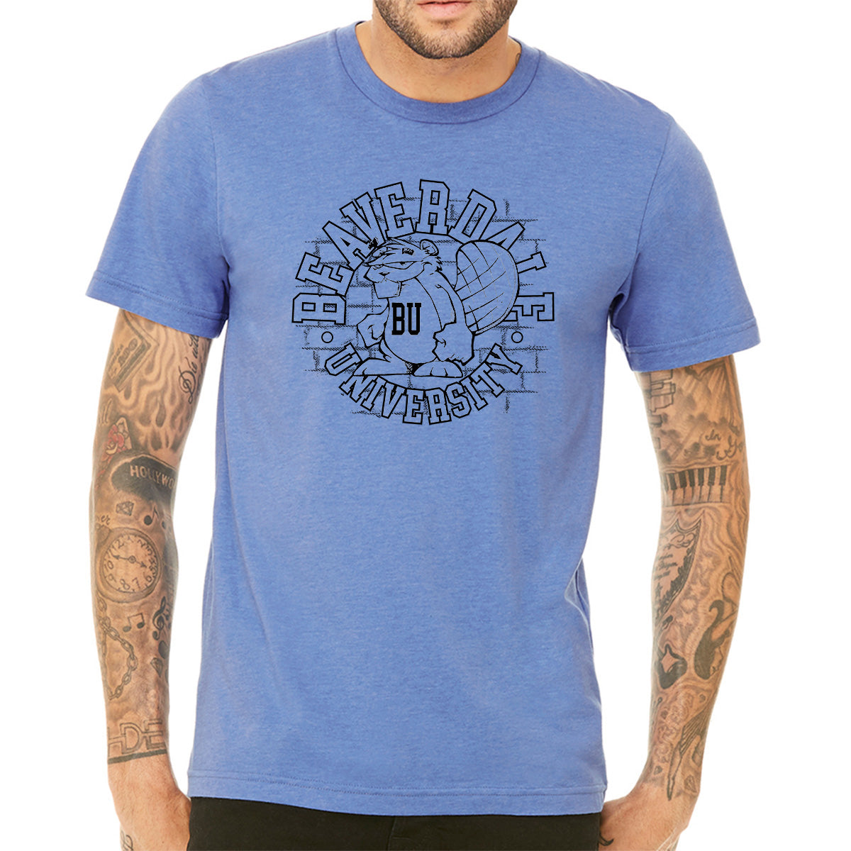 "Beaverdale University, Beaver Circle" - Unisex Heather CVC T-Shirt