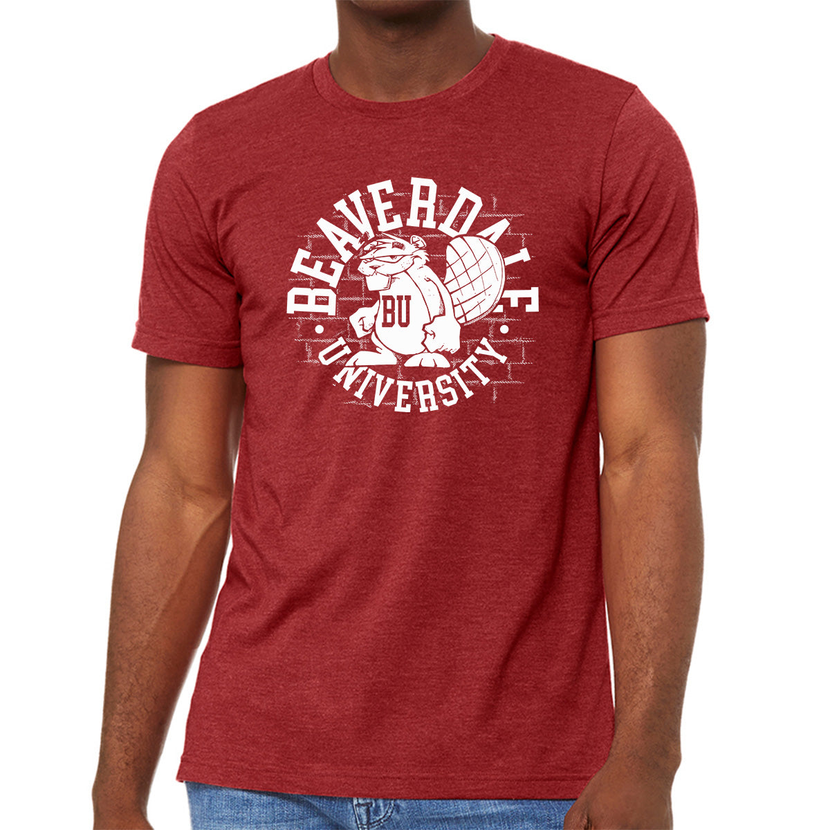 "Beaverdale University, Beaver Circle" - Unisex Heather CVC T-Shirt