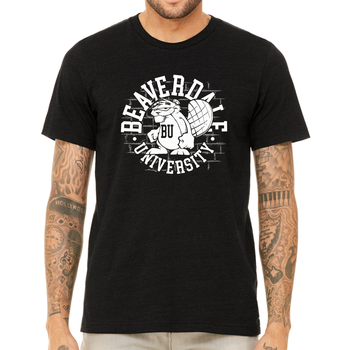 "Beaverdale University, Beaver Circle" - Unisex Heather CVC T-Shirt